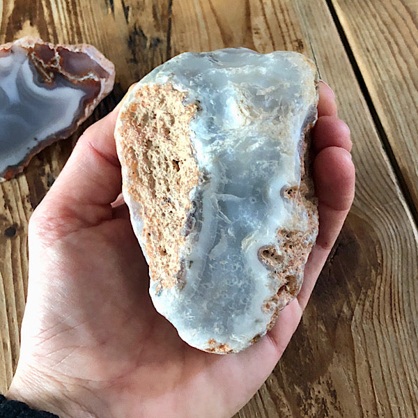 Agaat paar blauw wit rood marokko knol geode schatkamer 1