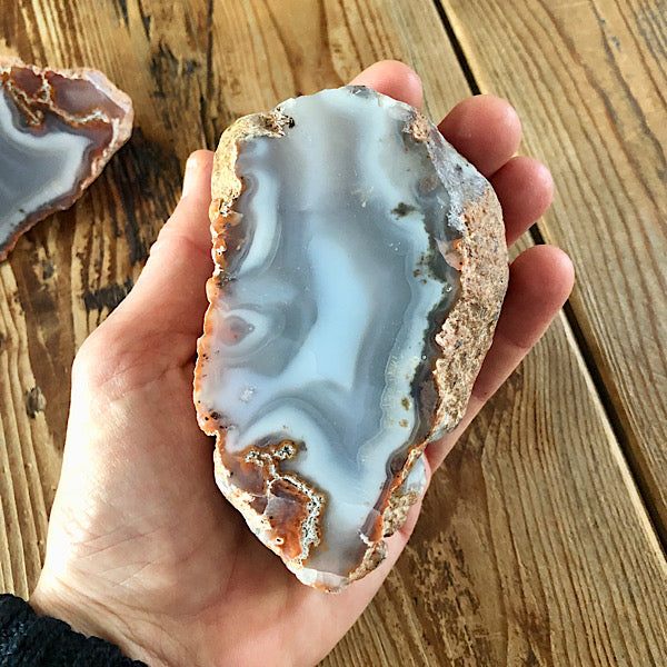 Agaat paar blauw wit rood marokko knol geode schatkamer