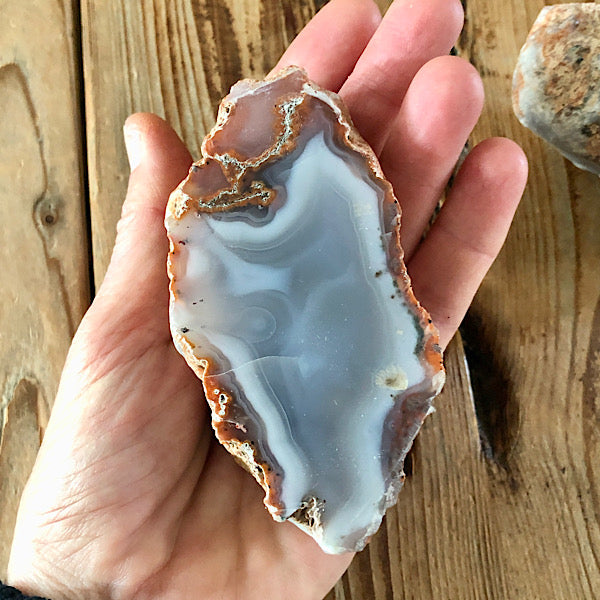 Agaat paar blauw wit rood marokko knol geode schatkamer