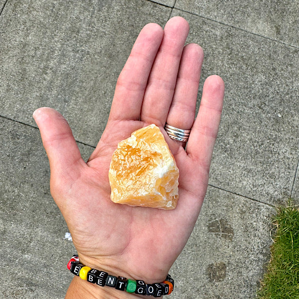 calciet oranje ruw brokje mexico edelstenenmineralenwinkel