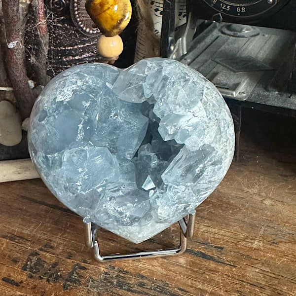 celestien ruw hart madagaskar E blauwe mineralen