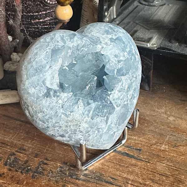 celestien ruw hart madagaskar F blauwe mineralen engelen steen