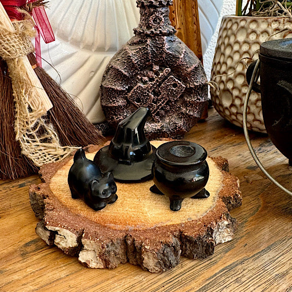 heksen bezem hoed, ketel kat wolf set