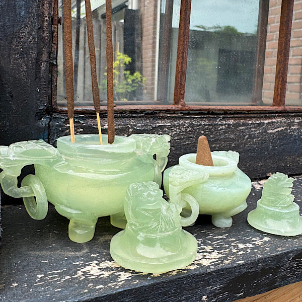 jade netfriet groen wierook houder smudge