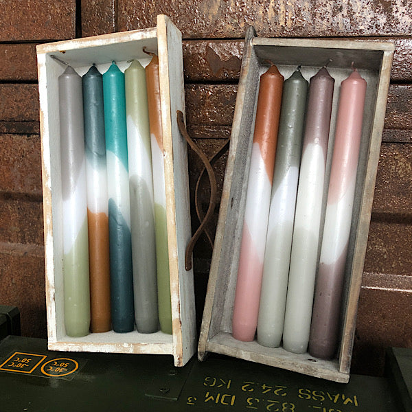 kaarsen drie verschillende kleuren sfeermakers diner