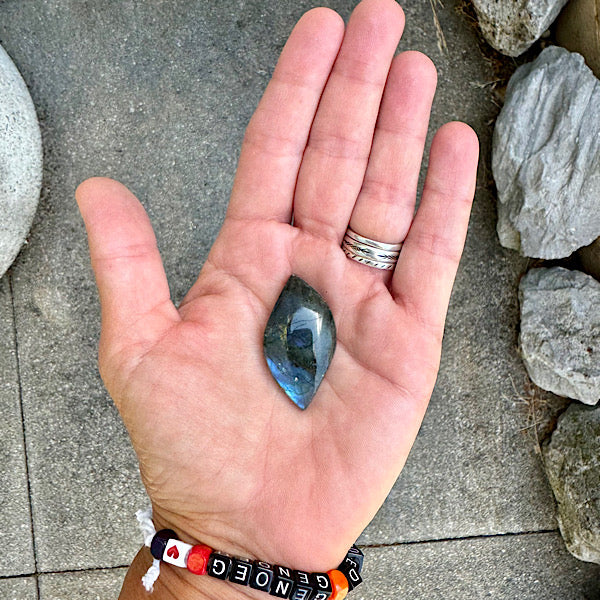 labradoriet cabochon gepolijstedelstenenmineralenwinkel blauw