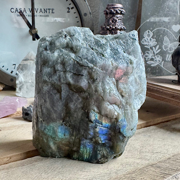 labradoriet plak ruw en gepolijst nr4 flash groen geel paars oranje blauw