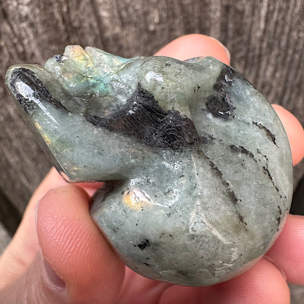 labradoriet schedel skull edelsteen gepolijst