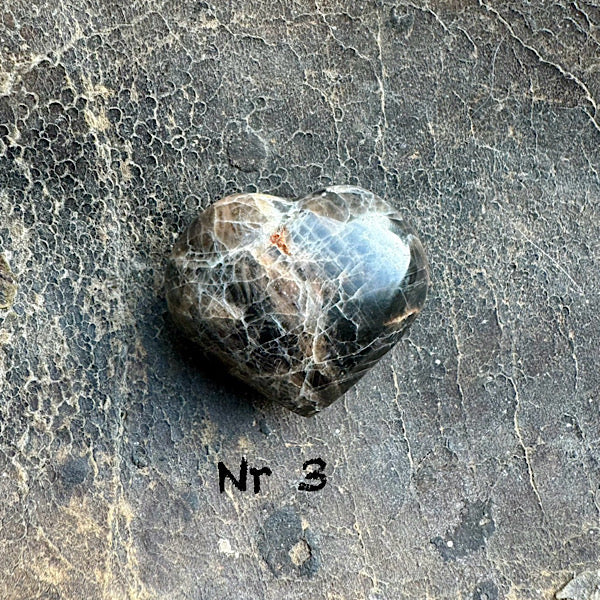 Hart Maansteen Zwart Klein