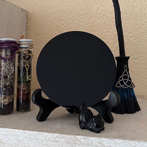 obsidiaan zwart heksen spiegel gepolijst wicca
