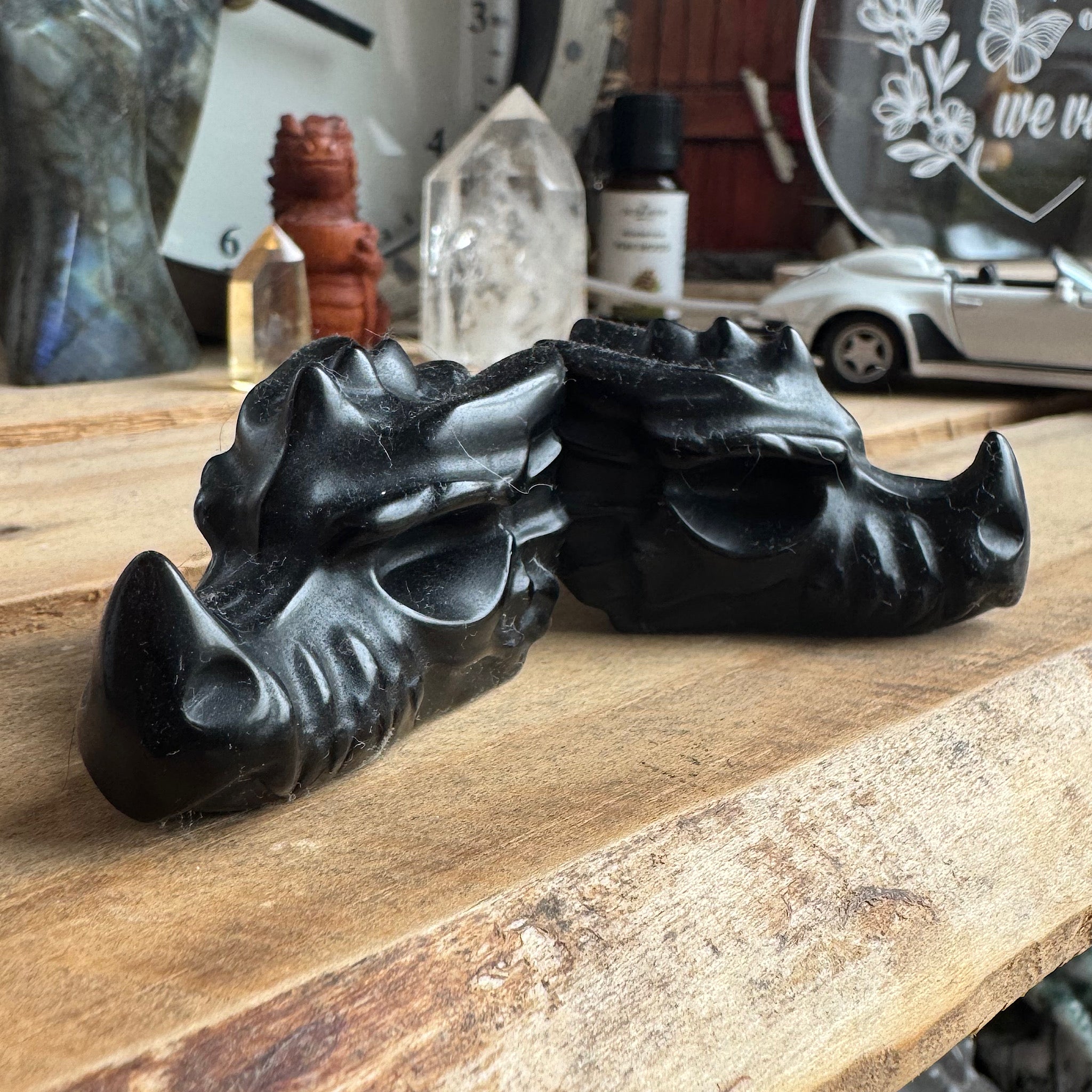 obsidiaan zwart kleine drakenschedel dragon skull