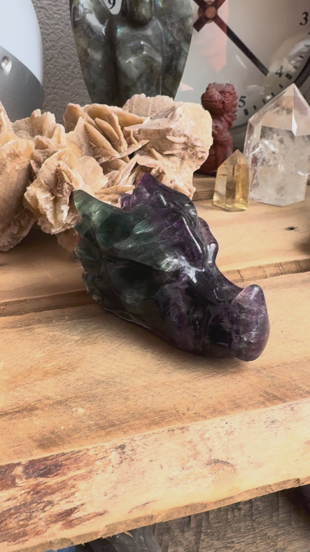 Draken schedel Fluoriet Regenboog A