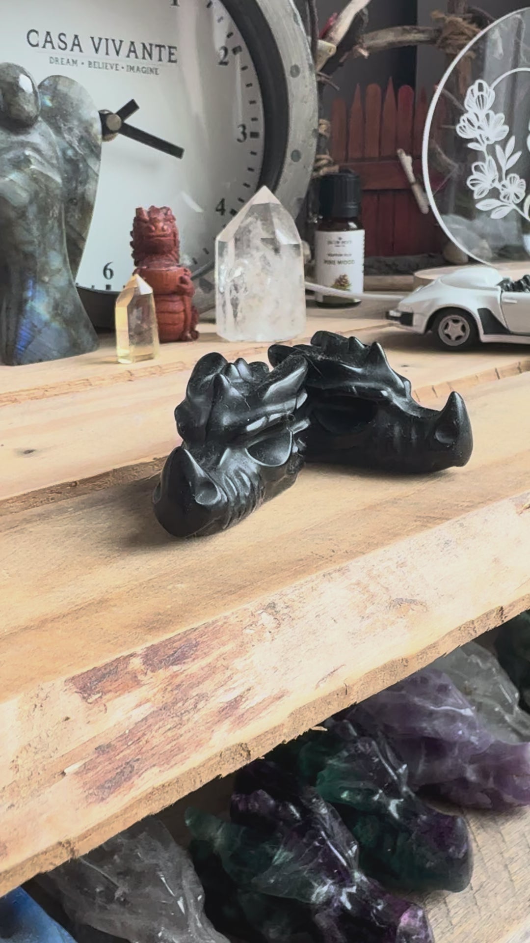 video obsidiaan zwart kleine drakenschedel dragon skull