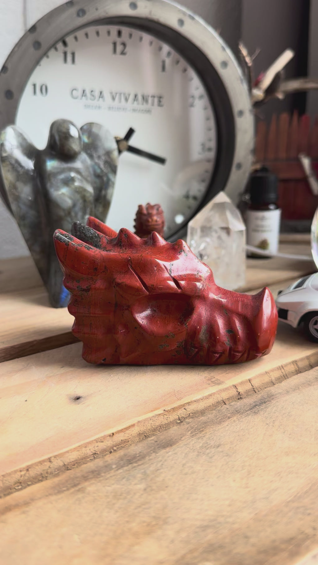 video jaspis rood drakenschedel dragon skull 