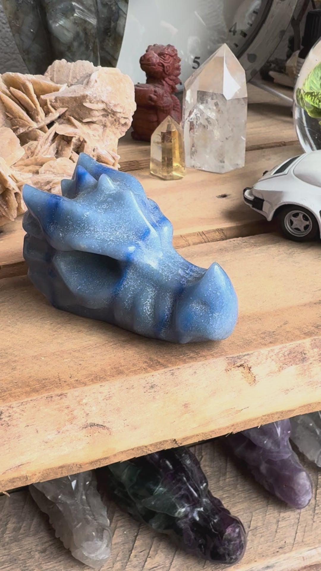 aventurijn blauw draken schedel dragon skull 