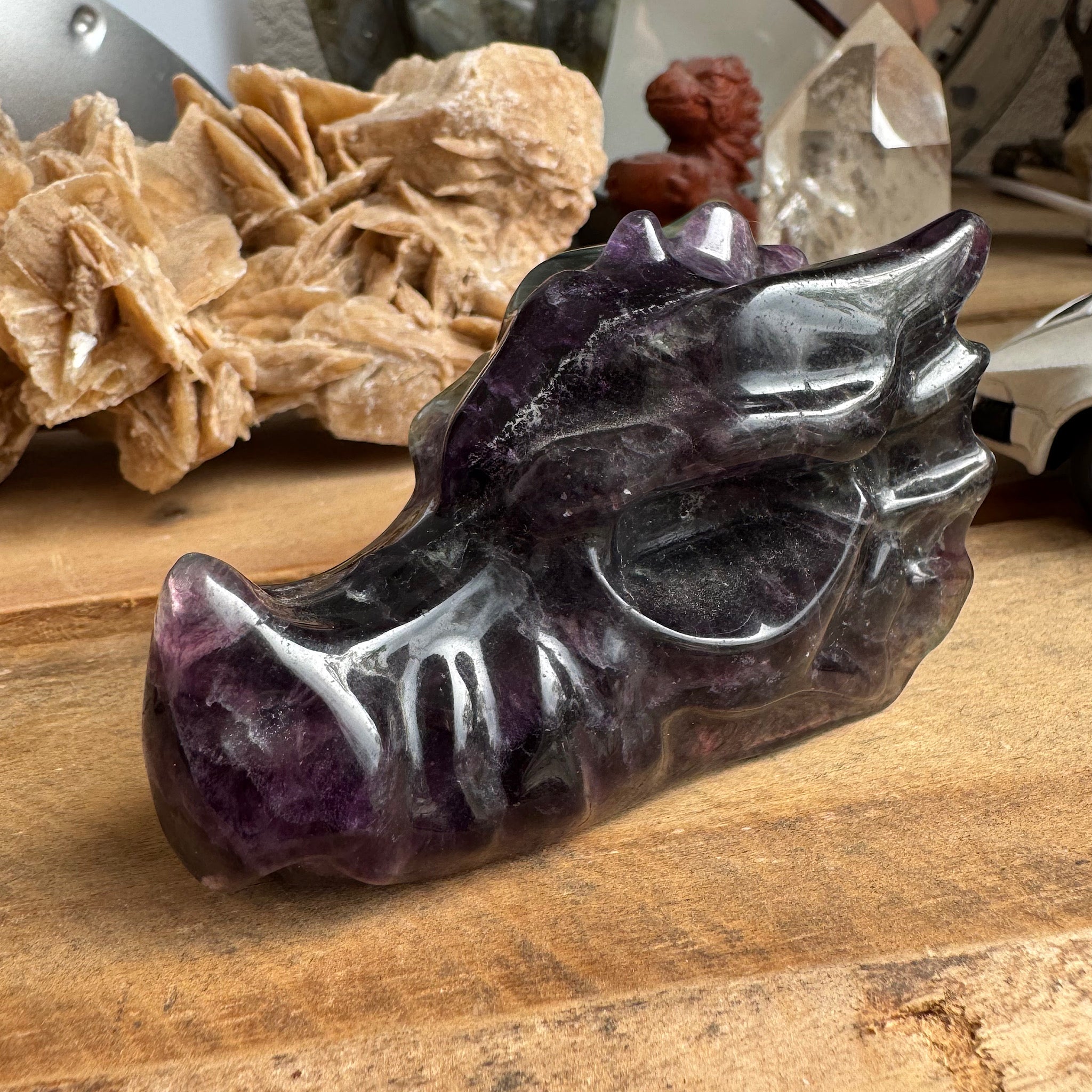 Draken schedel Fluoriet Regenboog A