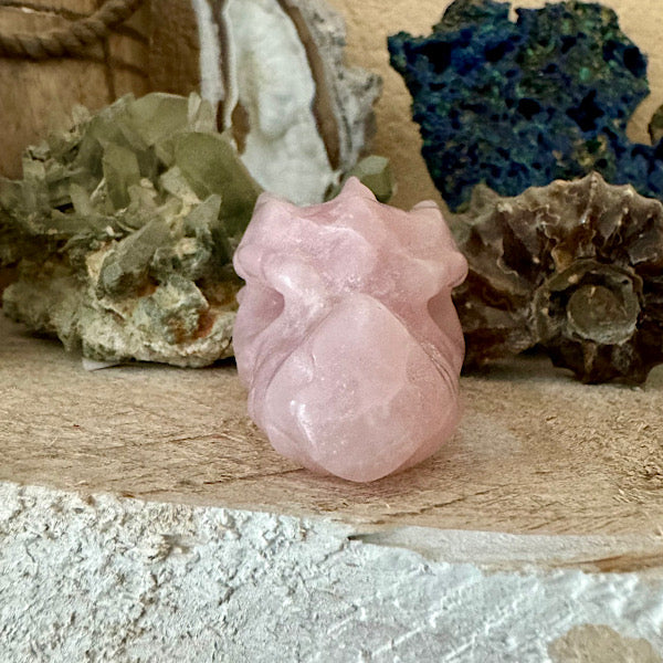 rozekwarts rozenkwarts klein draakje draken skull schedel mineralen kristallen