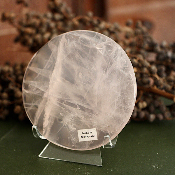 rozekwarts rozenkwarts schijf gepolijst mineralen