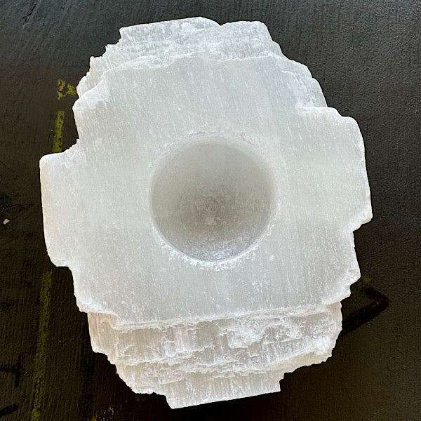 seleniet satijnspaat waxine lichthouder edelstenenmineralenwinkel nieuwegein