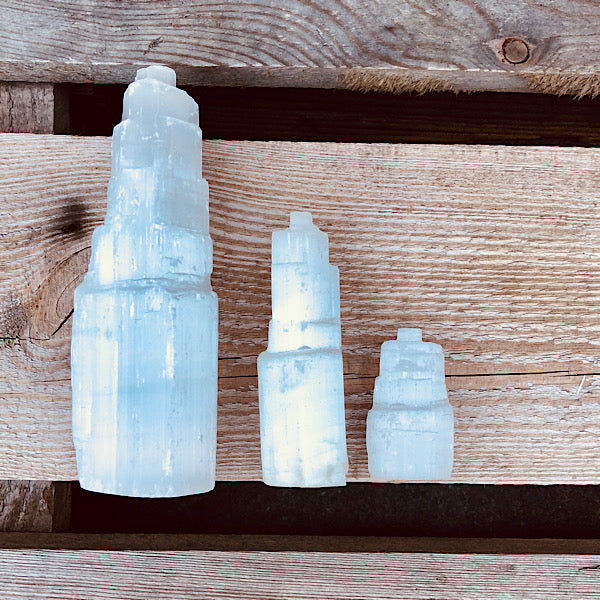 seleniet toren satijnspaat groot middel klein