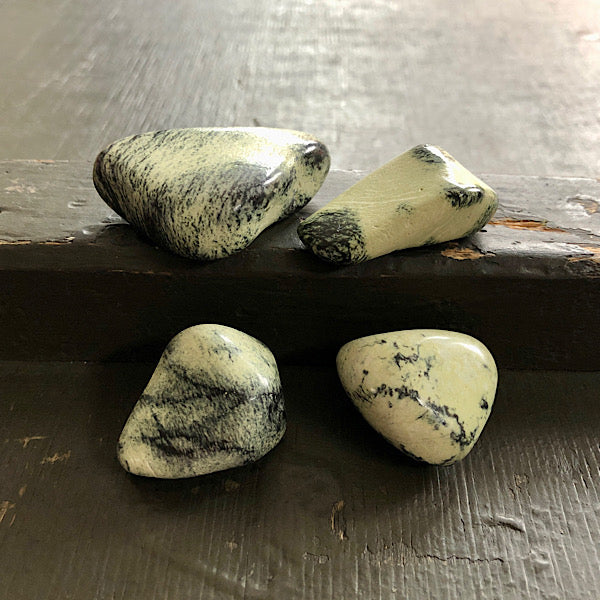 serpentijn trommelsteen mineralen luipaard