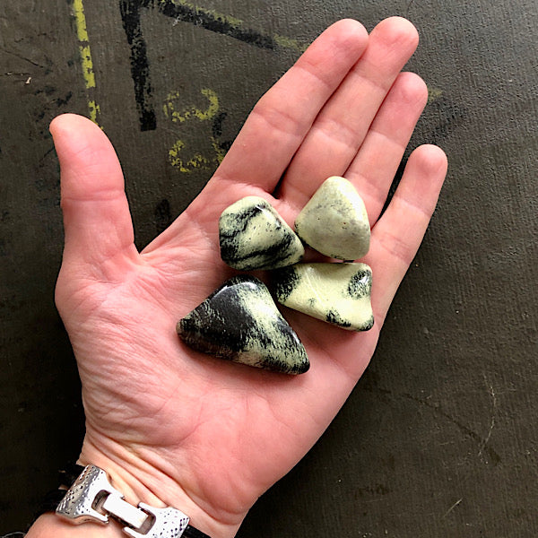 serpentijn trommelsteen mineralen luipaard