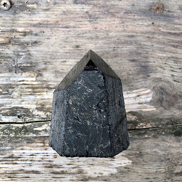 toermalijn schörl hematiet generator punt ruw gepolijst nr2 mineralen obelisk