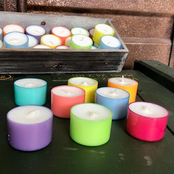 waxinelichtjes sfeerlichtjes kleuren plastic cupjes
