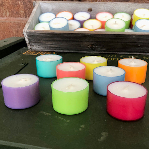 waxinelichtjes sfeerlichtjes kleuren plastic cupjes