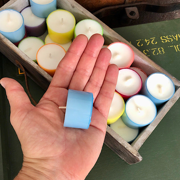 waxinelichtjes sfeerlichtjes kleuren plastic cupjes