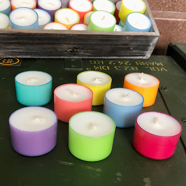 waxinelichtjes sfeerlichtjes kleuren plastic cupjes