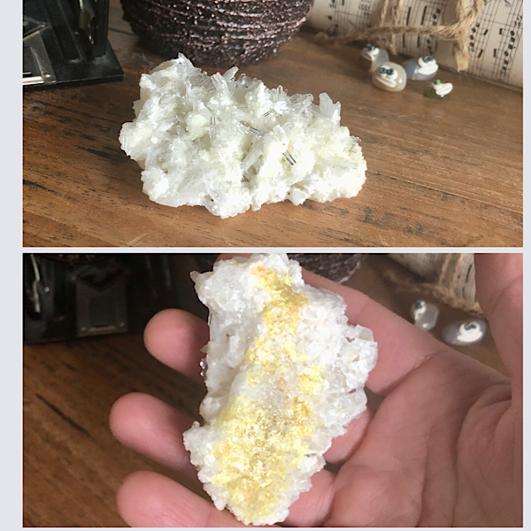 zwavel bergkristal celestien witte aragoniet